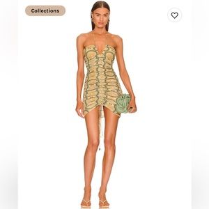 Alexis Vibrant Yellow and Green Patterned Mini Dress